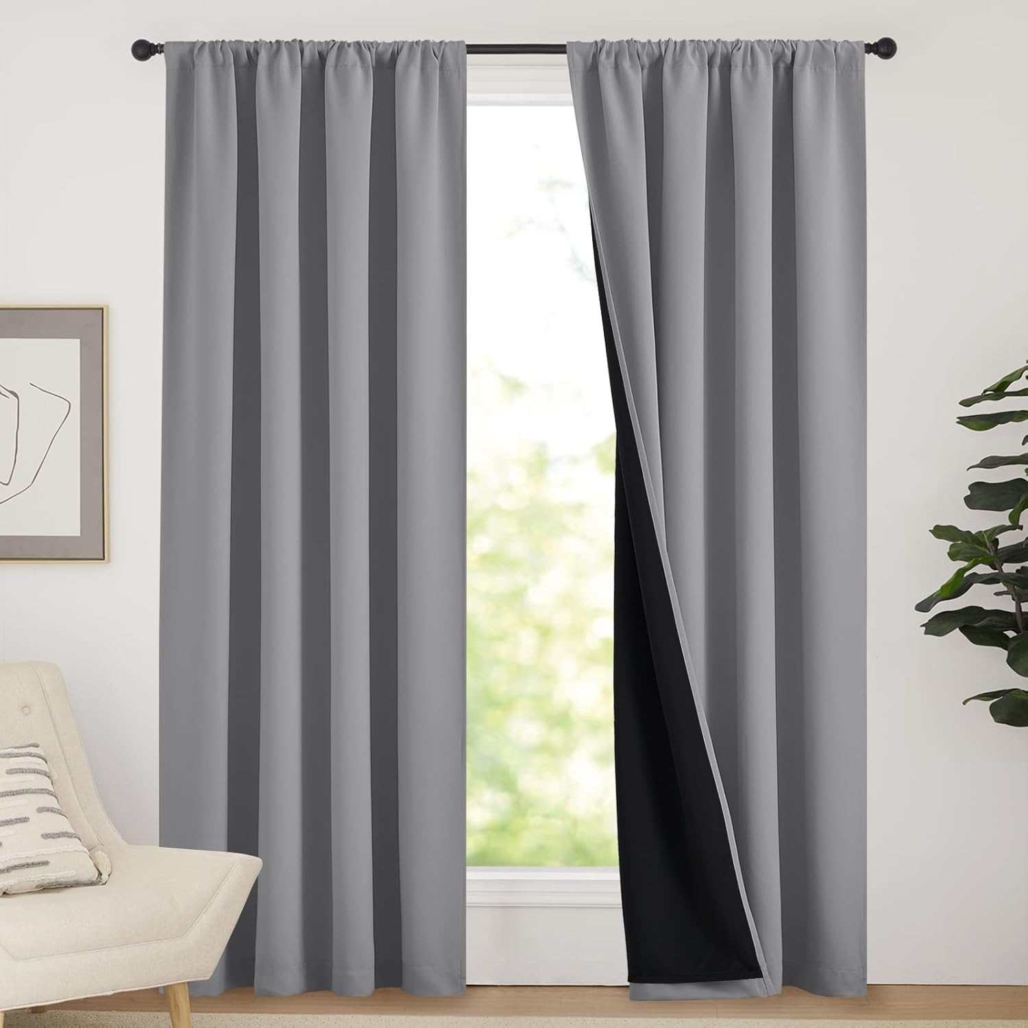 Commercial Kitchen Canopy - 1pc 100% Blackout Curtain with Rod