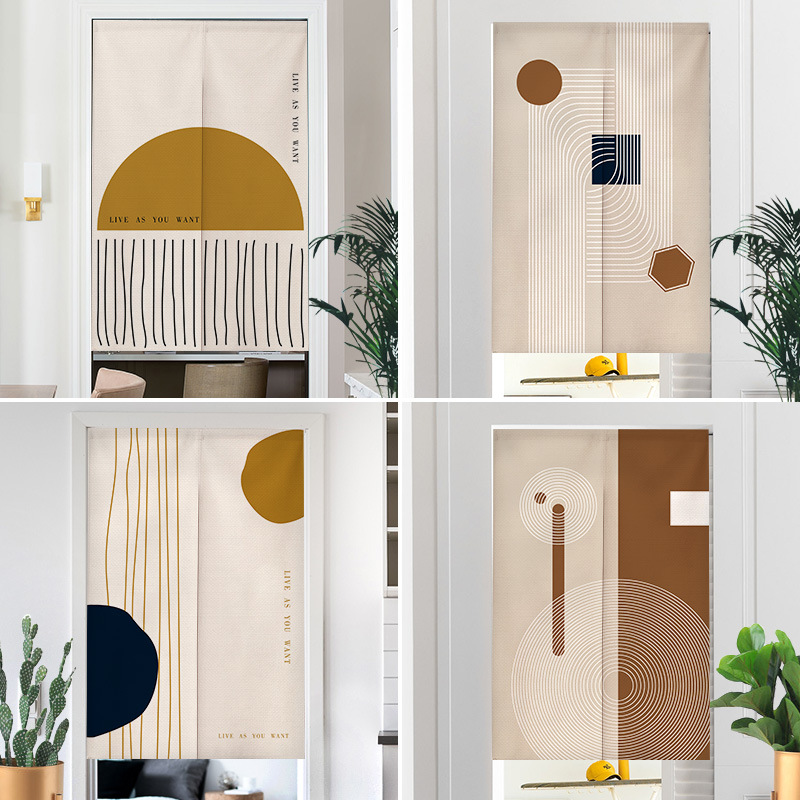 Commercial Kitchen Canopy - Wabi-sabi Style Door Curtain Simple Striped
