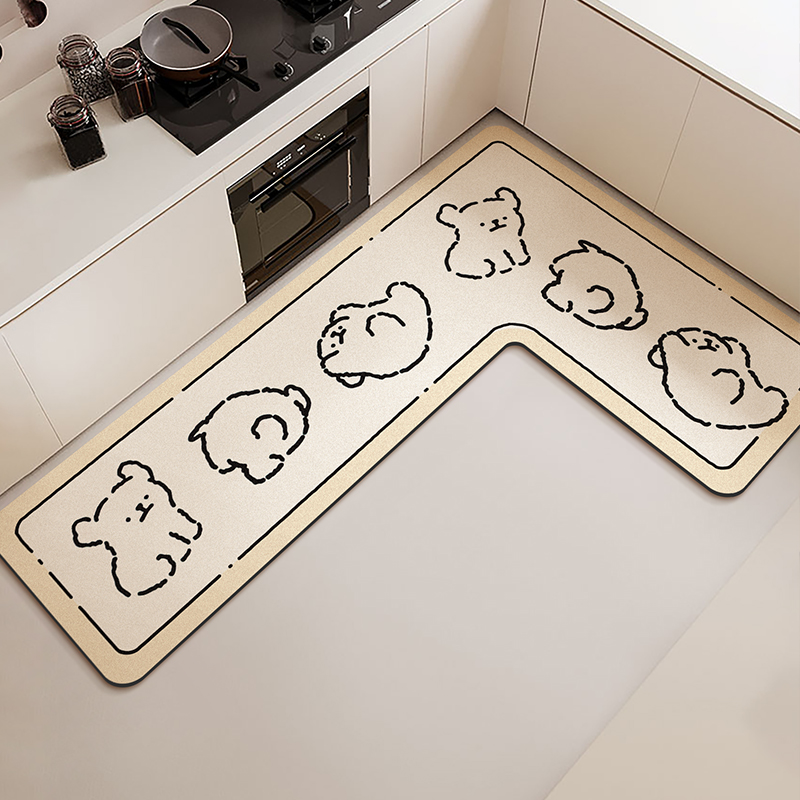 Commercial Kitchen Vinyl - L-shaped Kitchen Floor Mat Waterproof Non-slip