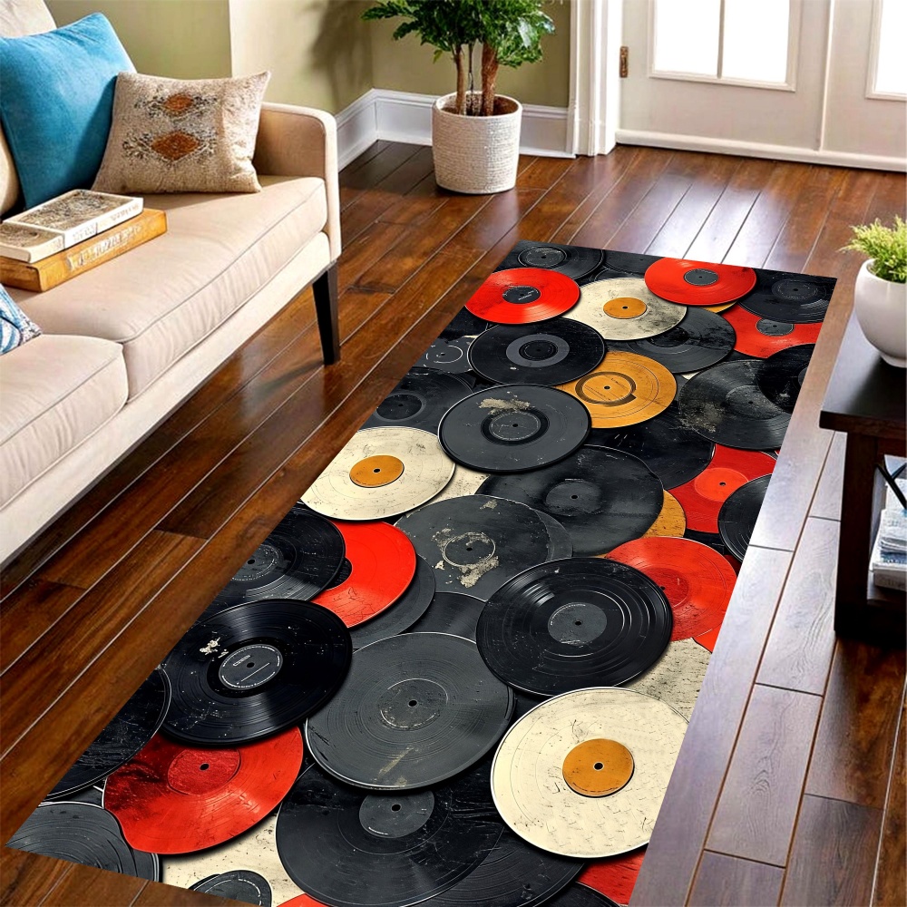 Commercial Kitchen Vinyl - Vintage Vinyl Record Long Runner Rug,retro
