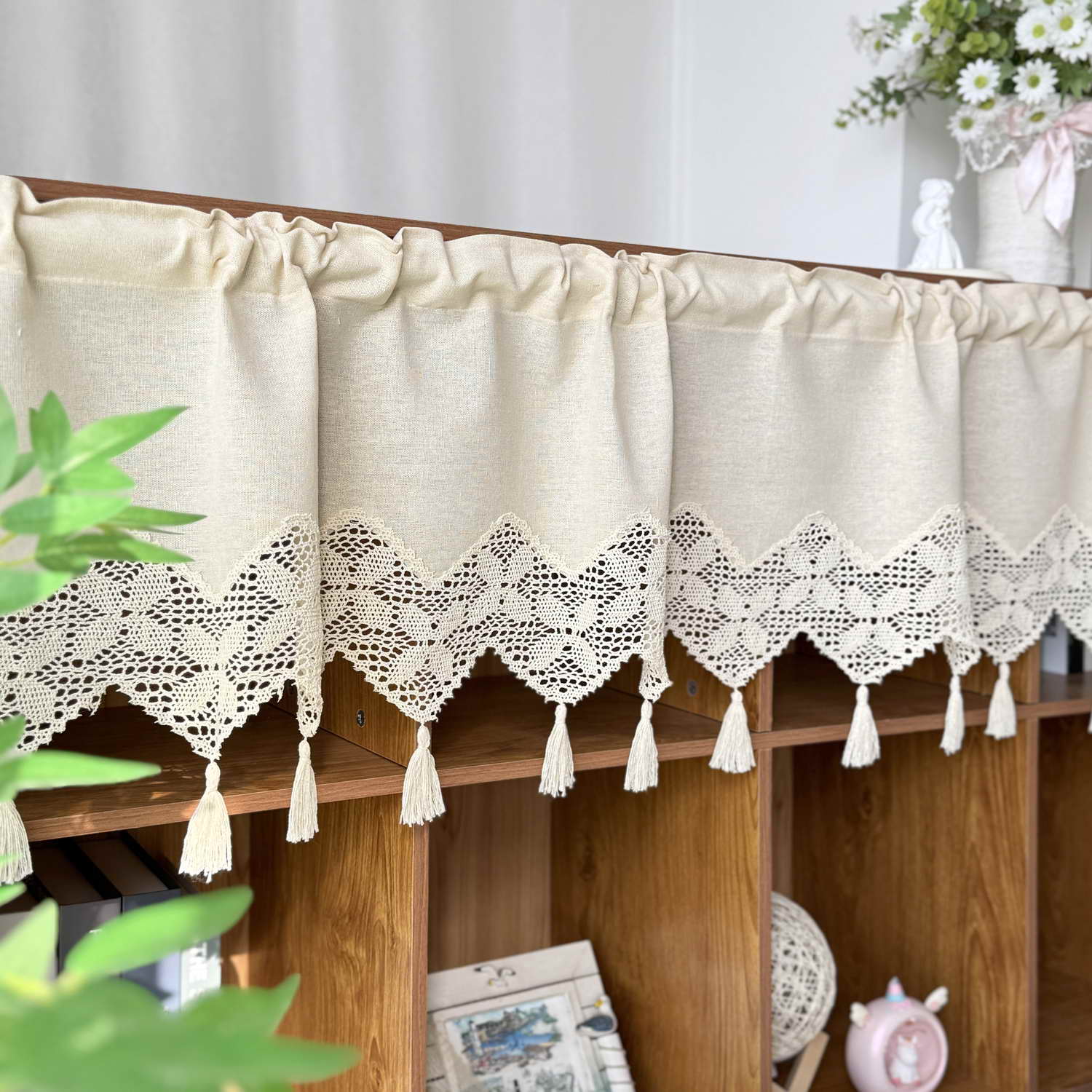 Beige Linen Short Curtain Vala - Commercial Kitchen Canopy ulasan dan harga