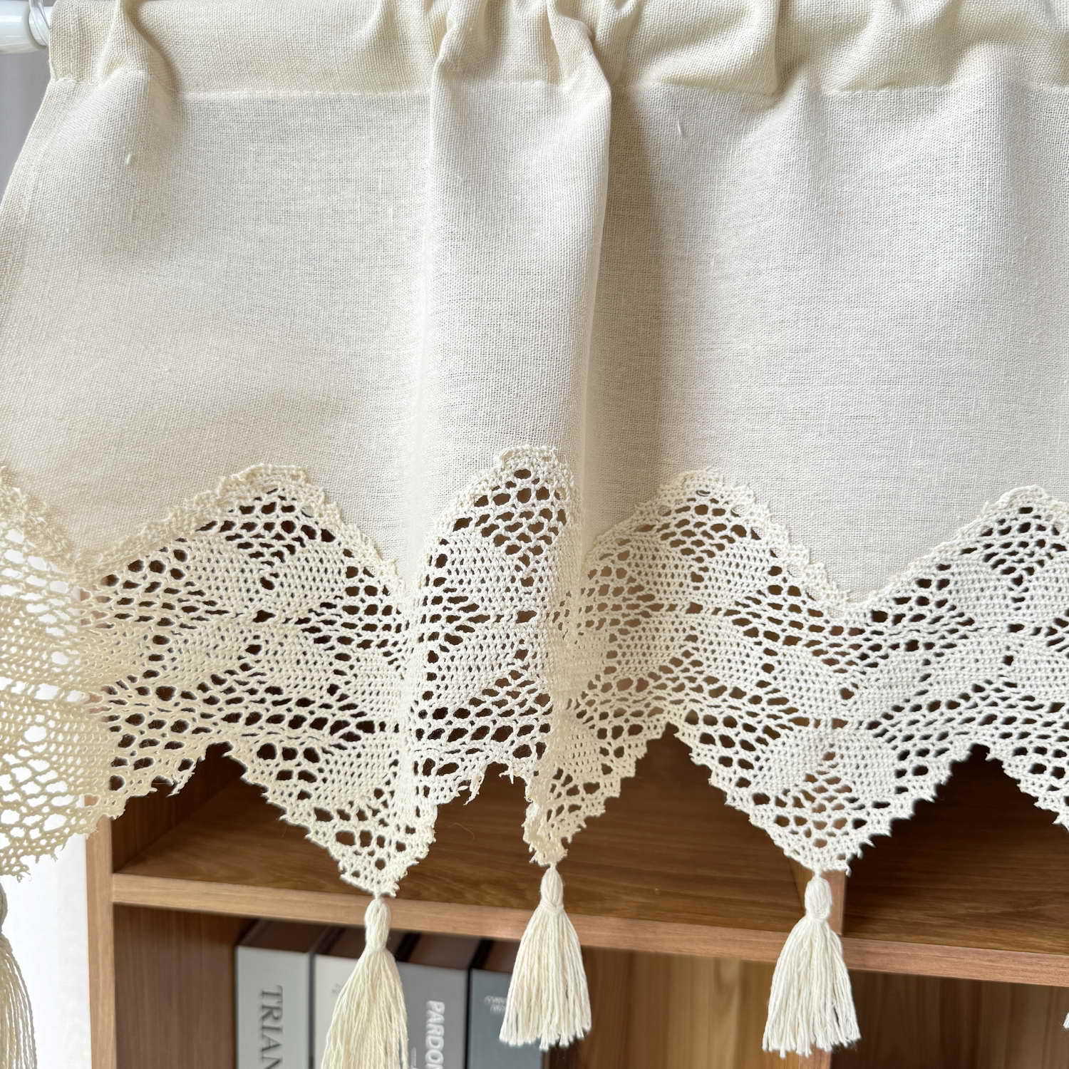 Beige Linen Short Curtain Vala - Commercial Kitchen Canopy ulasan dan harga