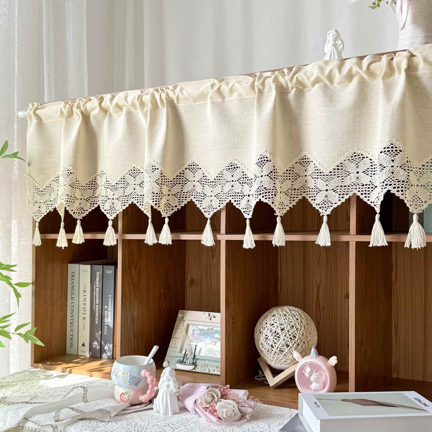 Beige Linen Short Curtain Vala - Commercial Kitchen Canopy ulasan dan harga