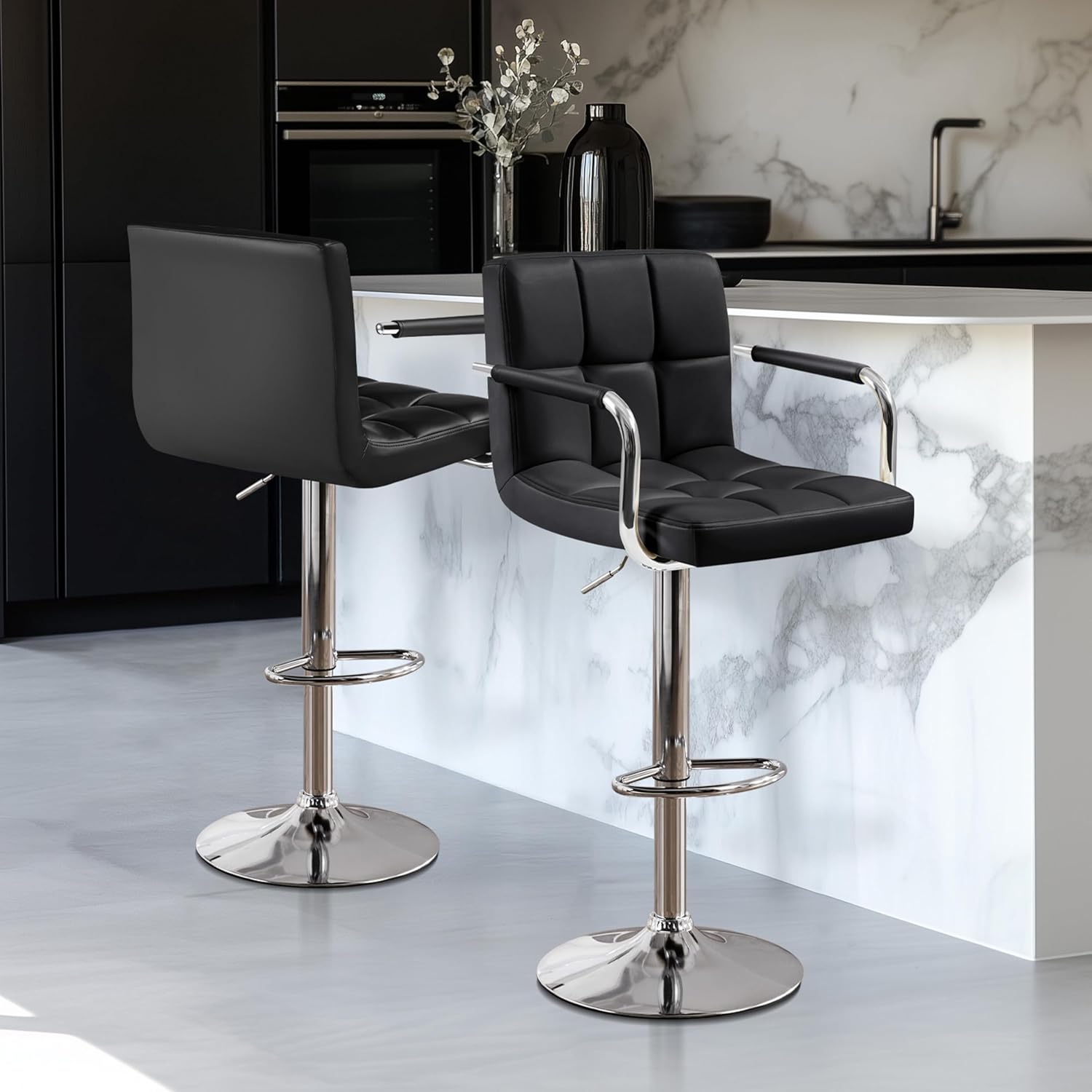 Bar Stools Set Of 2, PU Leathe - Commercial Kitchen Island ulasan dan harga