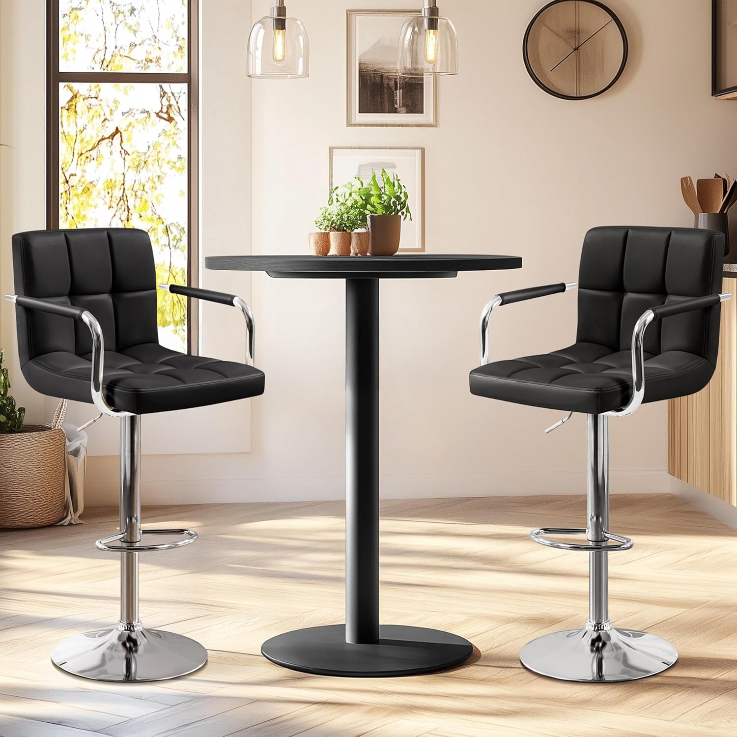 Bar Stools Set Of 2, PU Leathe - Commercial Kitchen Island ulasan dan harga