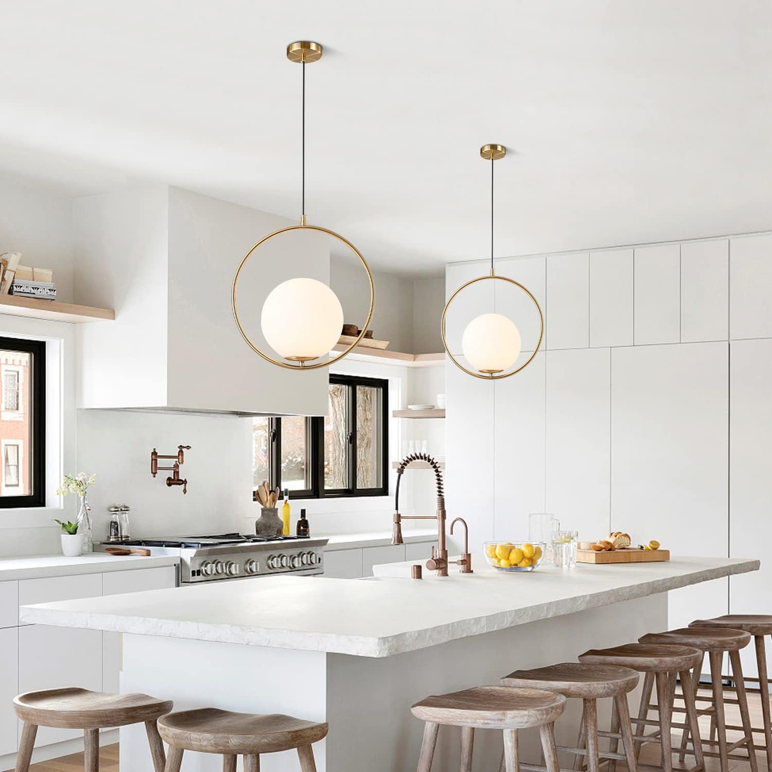 Gold PVC Lampshade Pendant Lig - Commercial Kitchen Island ulasan dan harga
