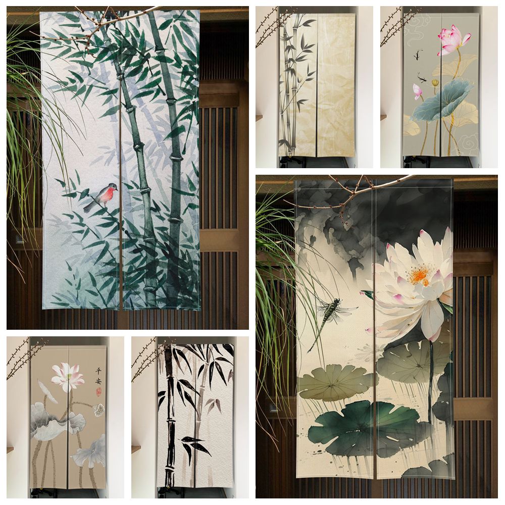 Bamboo Lotus Door Curtain Ink  - Commercial Kitchen Canopy ulasan dan harga