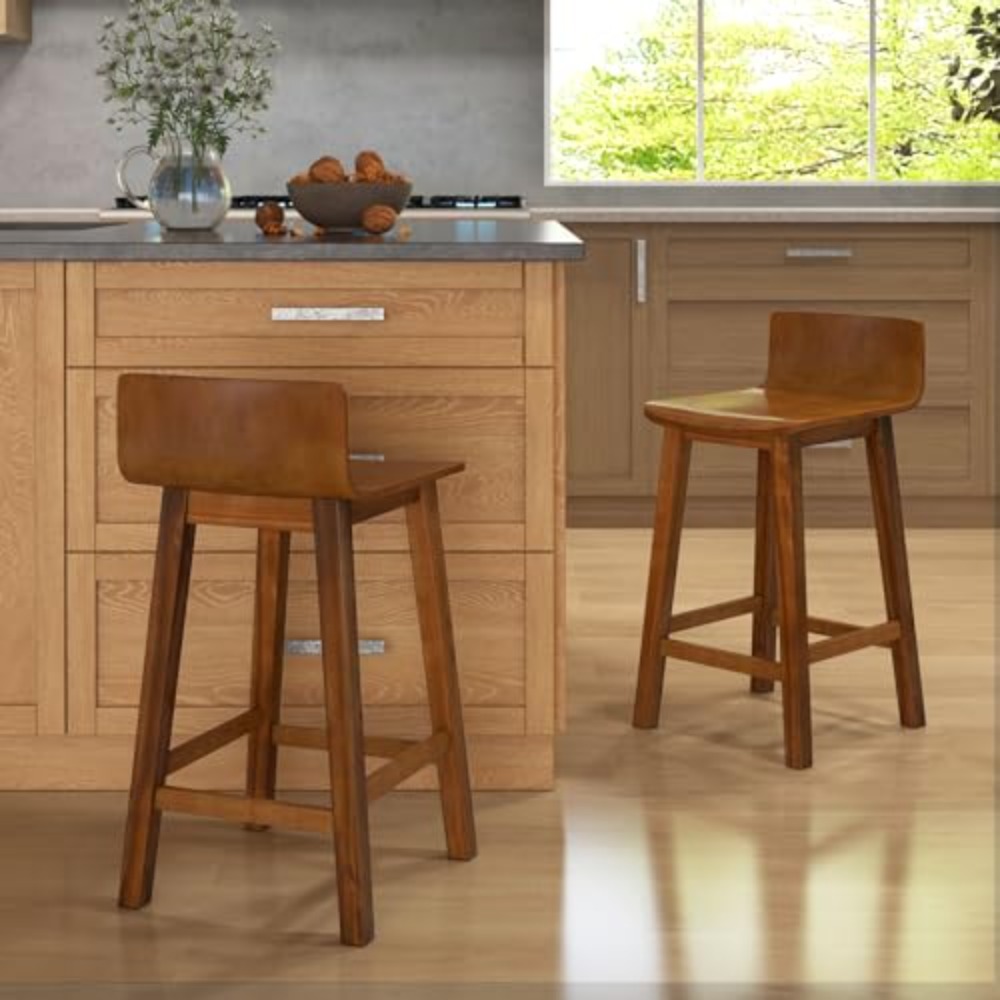 24.5-inch Solid Wood Bar Stool - Commercial Kitchen Island ulasan dan harga
